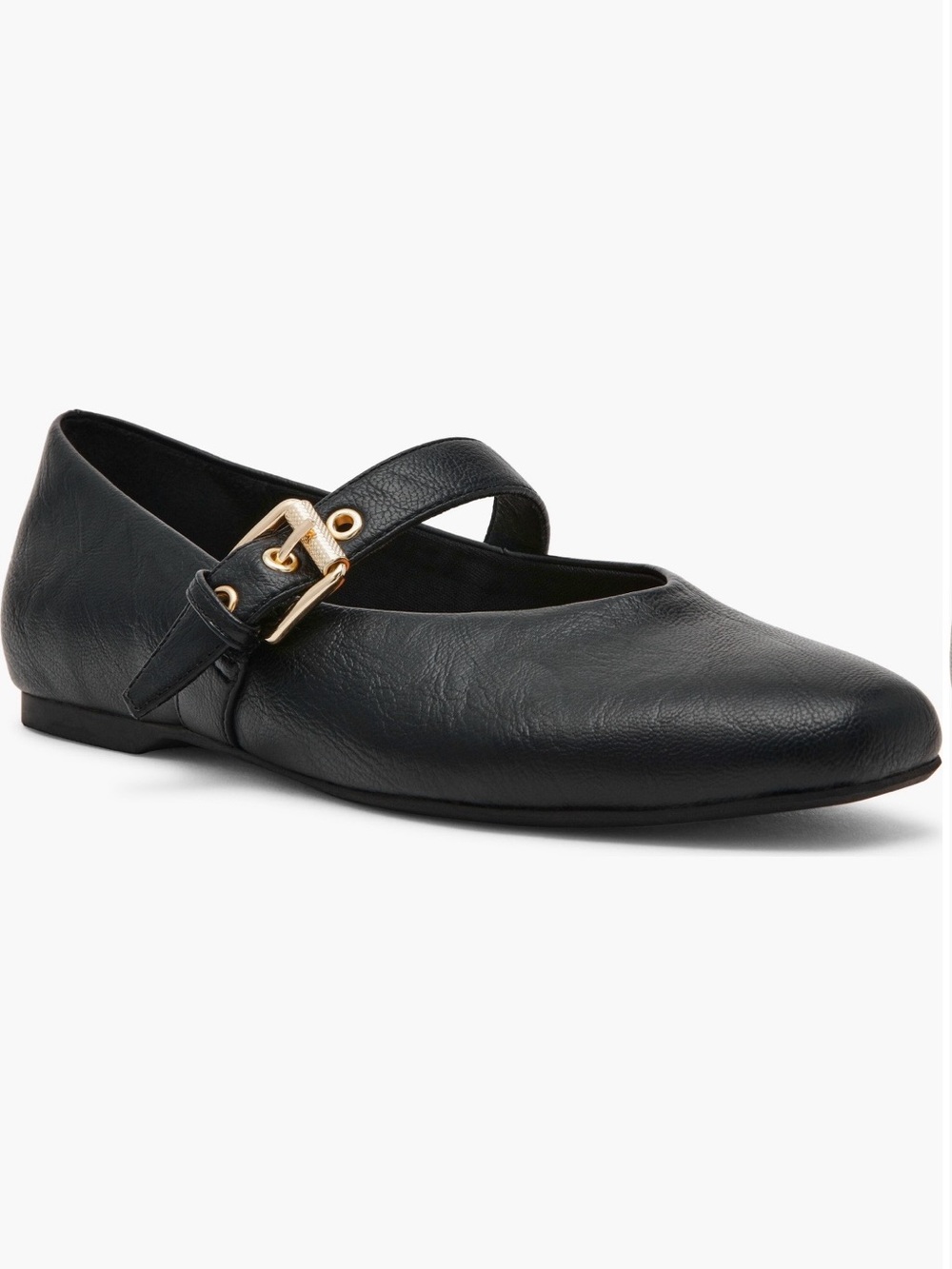 DV by Dolce Vita Black Mary Jane Flat with Gold Buckle Accent